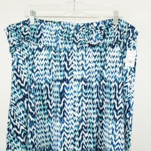Robert Louis Blue Snakeskin 3X Flared Hem Maxi Skirt with Attached Belt, Preown - Picture 6 of 7